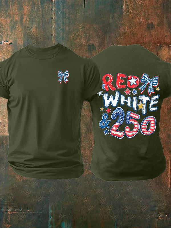 Men's RED WHITE &250 Print T-Shirt