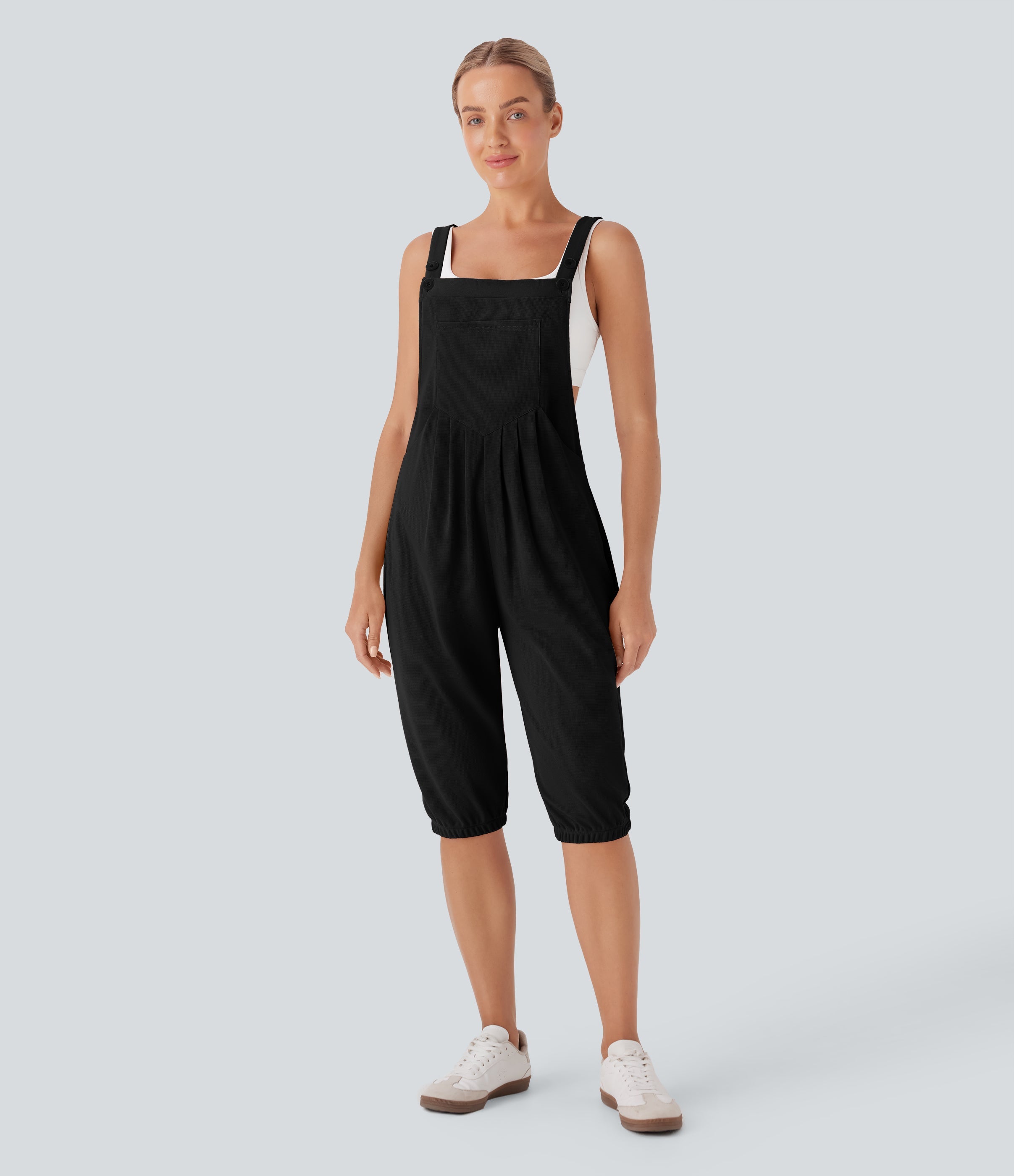 Waffle Casual Shortalls with Pockets