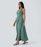U Neck Flowy Maxi Casual Tank Dress