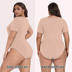 ChicHero Nude Square Neck Short Sleeve T Shirt Bodysuit