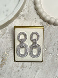 Diamante Oval Intertwined Dangle Earrings