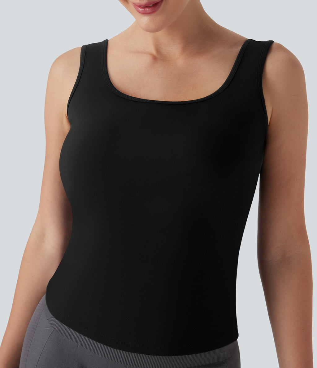 U Neck Crossover Yoga Tank Top-Longer Length-D/DD/DDD/F Cups