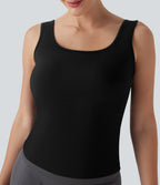 U Neck Crossover Yoga Tank Top-Longer Length-D/DD/DDD/F Cups