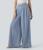 FlexTM High Waisted Wide leg Cool Touch Quick Dry Denim Casual Jeans with Pockets