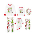 Family Christmas White Pajamas Set With Funny Pattern Print