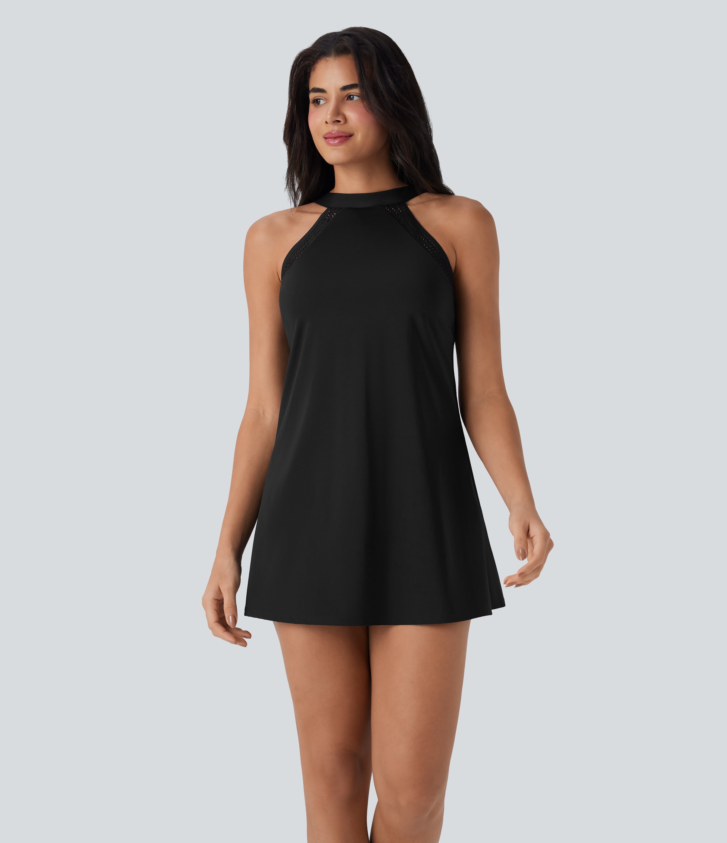 SoftlyZeroTM Airy Tie Back 2-in-1 Cool Touch Mini Yoga Active Dress with Pocket-UPF50+