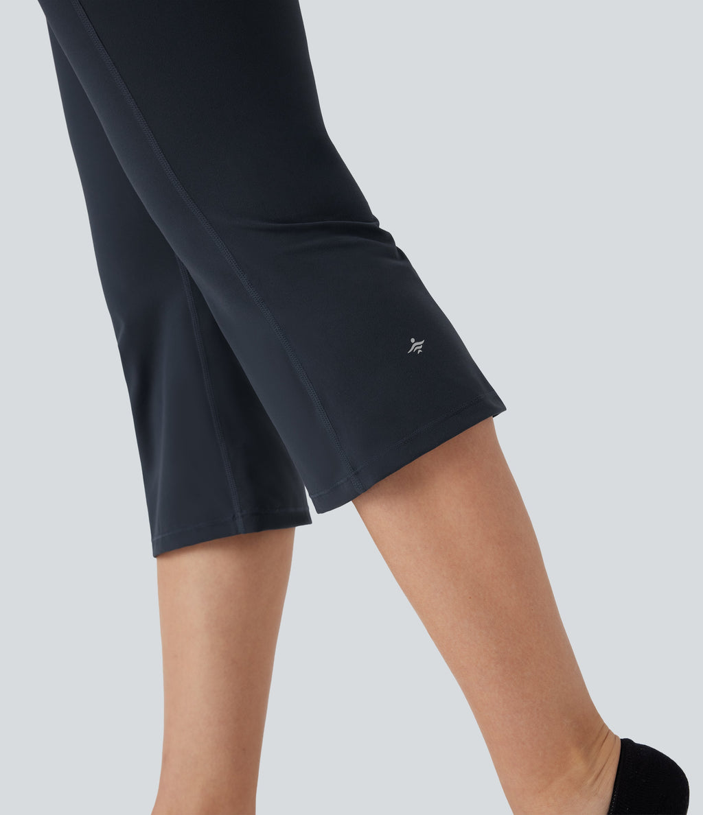 UltraSculptTM SoCinched High Waisted Tummy Control Butt Lifting Ruched Capri Yoga Bootcut Leggings with Pockets