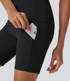UltraSculptTM Cool Quick Dry SoCinched High Waisted Tummy Control Hiking Biker Shorts 7'' with Pockets-UPF 50+
