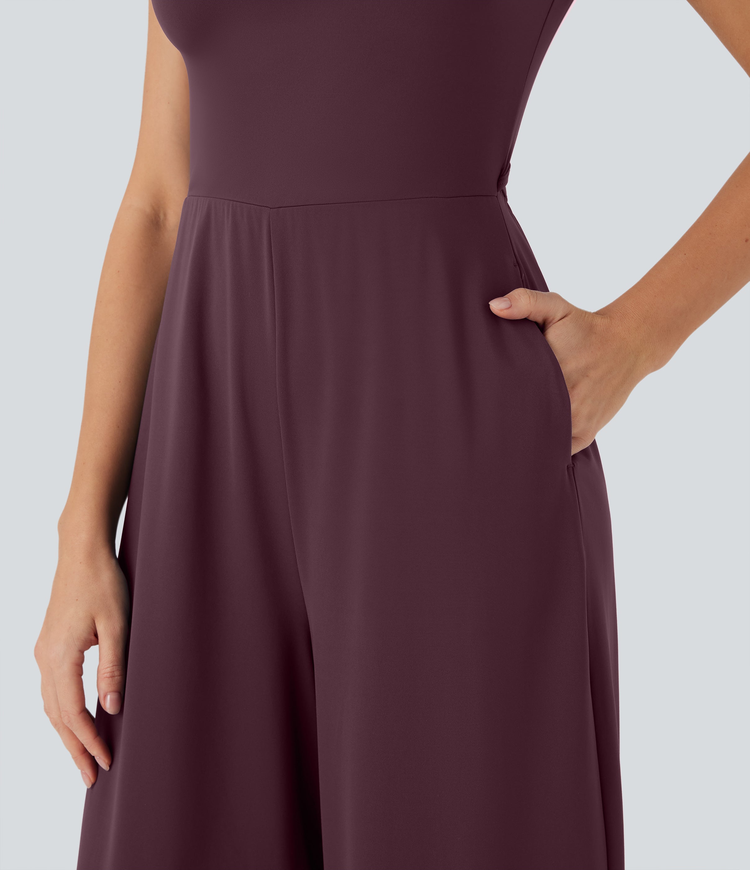 SoftlyZeroTM Airy Short Sleeve Wide Leg Cool Touch Yoga Jumpsuit with Pockets-Easy Peezy Edition
