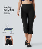 UltraSculptTM SoCinched High Waisted Tummy Control Butt Lifting Ruched Capri Yoga Bootcut Leggings with Pockets