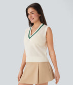 V Neck Color Block Casual Sweater Vest