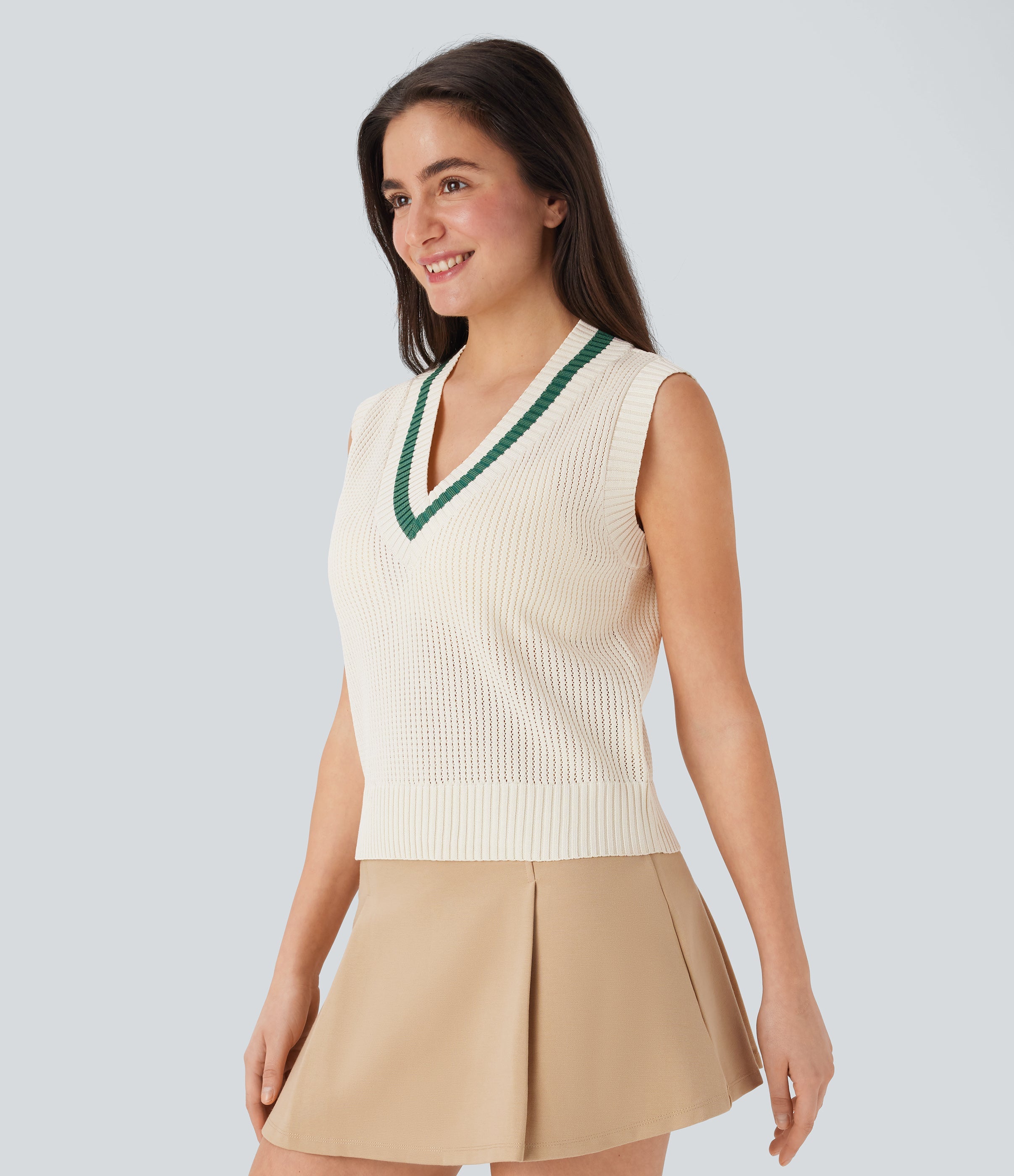 V Neck Color Block Casual Sweater Vest