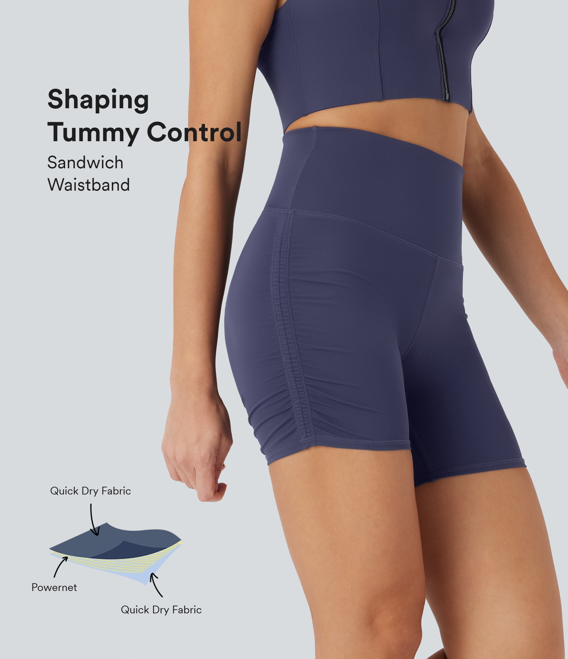 SoftlyZeroTM QuickDry SoCinched High-Waisted Tummy-Control Ruched Running Biker Shorts 5''