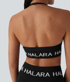 Seamless Flow Low Support Logo Halter Yoga Sports Bra