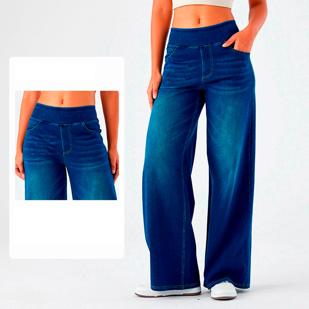 2026🔥FlexTM High Waisted Multiple Pockets Washed Stretchy Knit Casual Bootcut Jeans