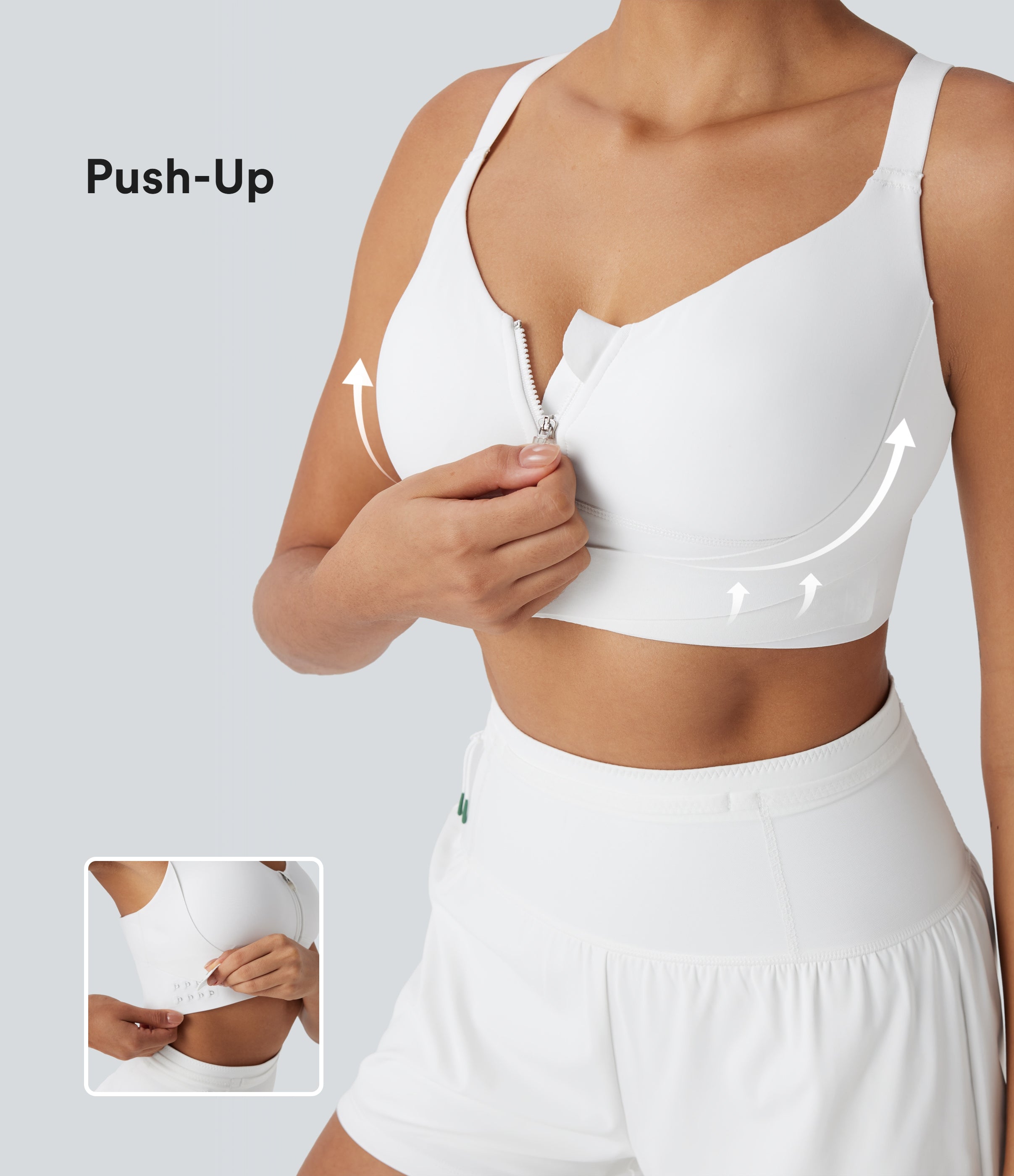 SpeedWaveTM Medium Support Push Up Zipper Adjustable Buckle Quick Dry Running Sports Bra