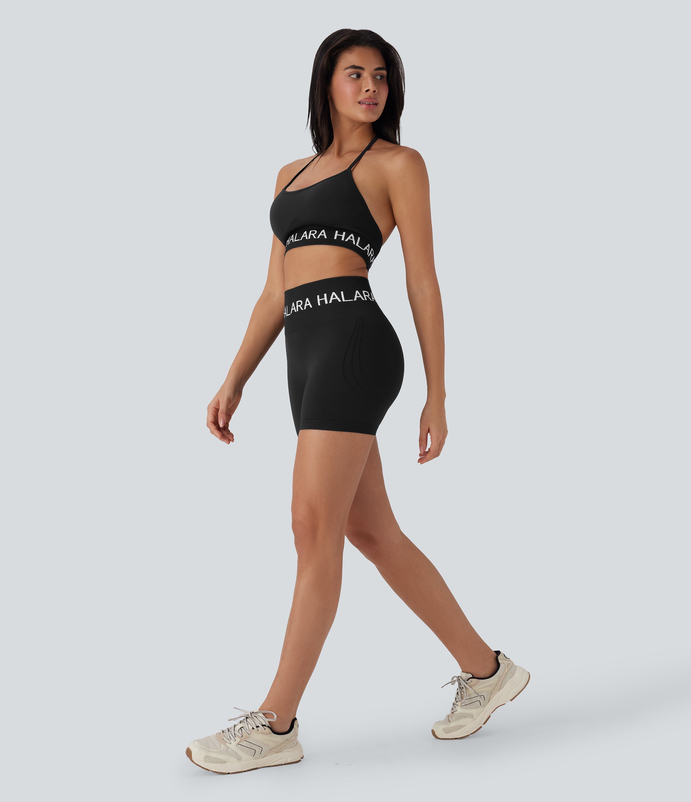 Seamless Flow Logo High Waisted Yoga Biker Shorts 5''