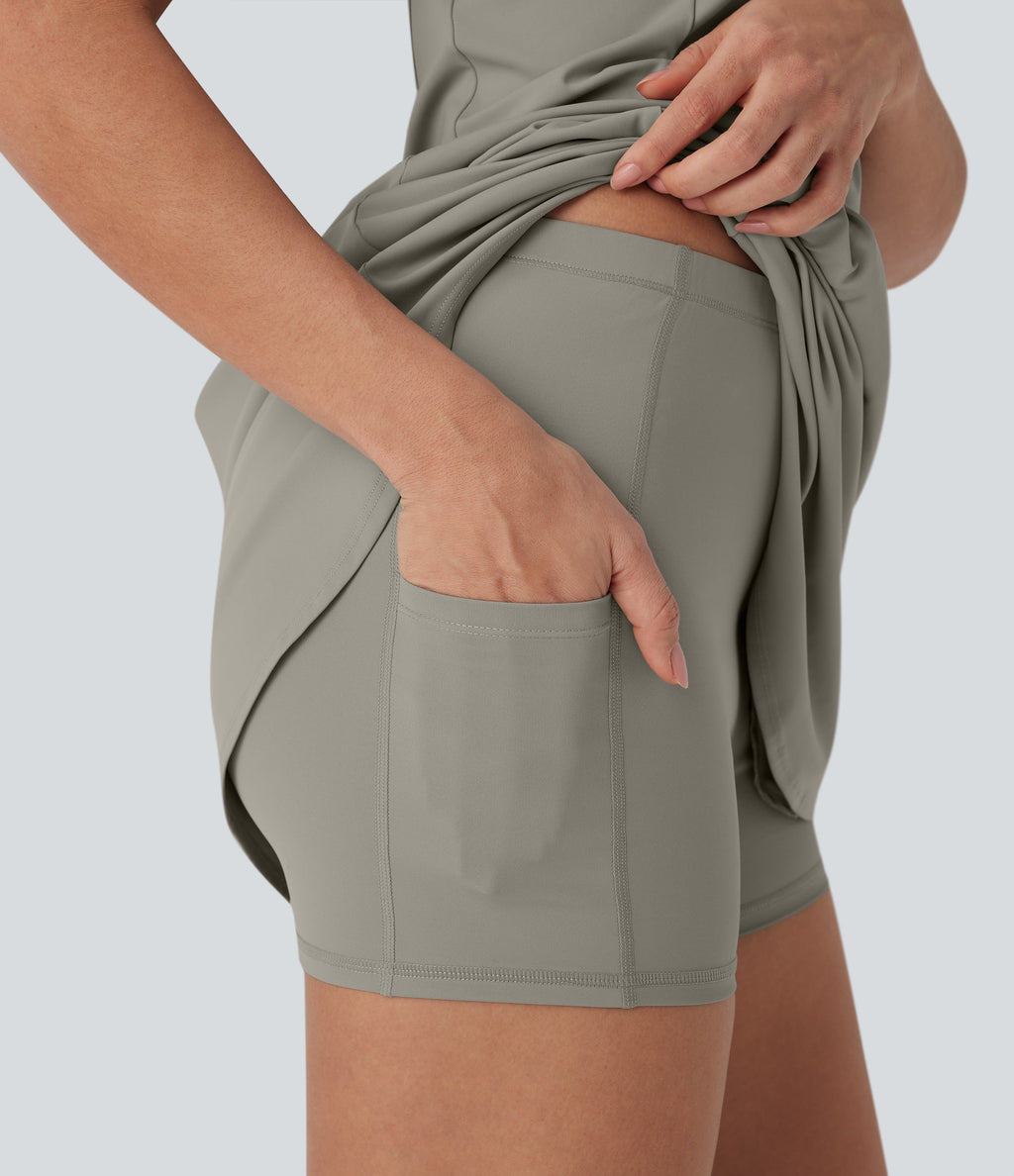 SoftlyZeroTM QuickDry 2-Piece Mini Tennis Active Dress with Pockets