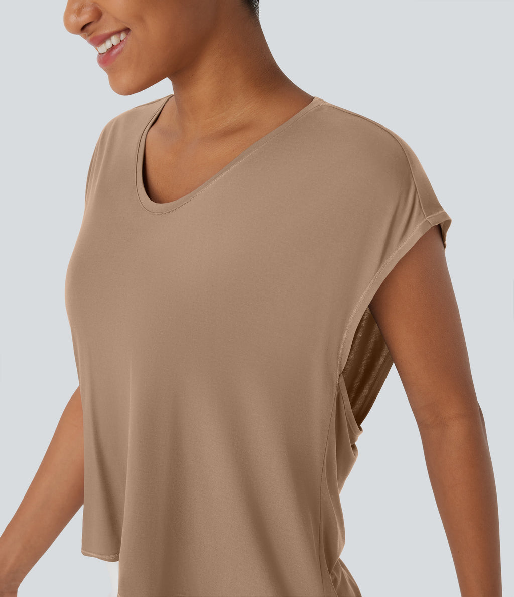 Crossover Asymmetric High-Low Hem Running Sports Top