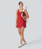SoftlyZeroTM Airy Contrast Lace 2-in-1 Cool Touch Tennis Active Dress with Pocket-UPF50+