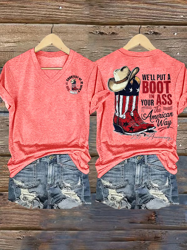 Women's  WE'LL PUT A BOOT Print T-Shirt