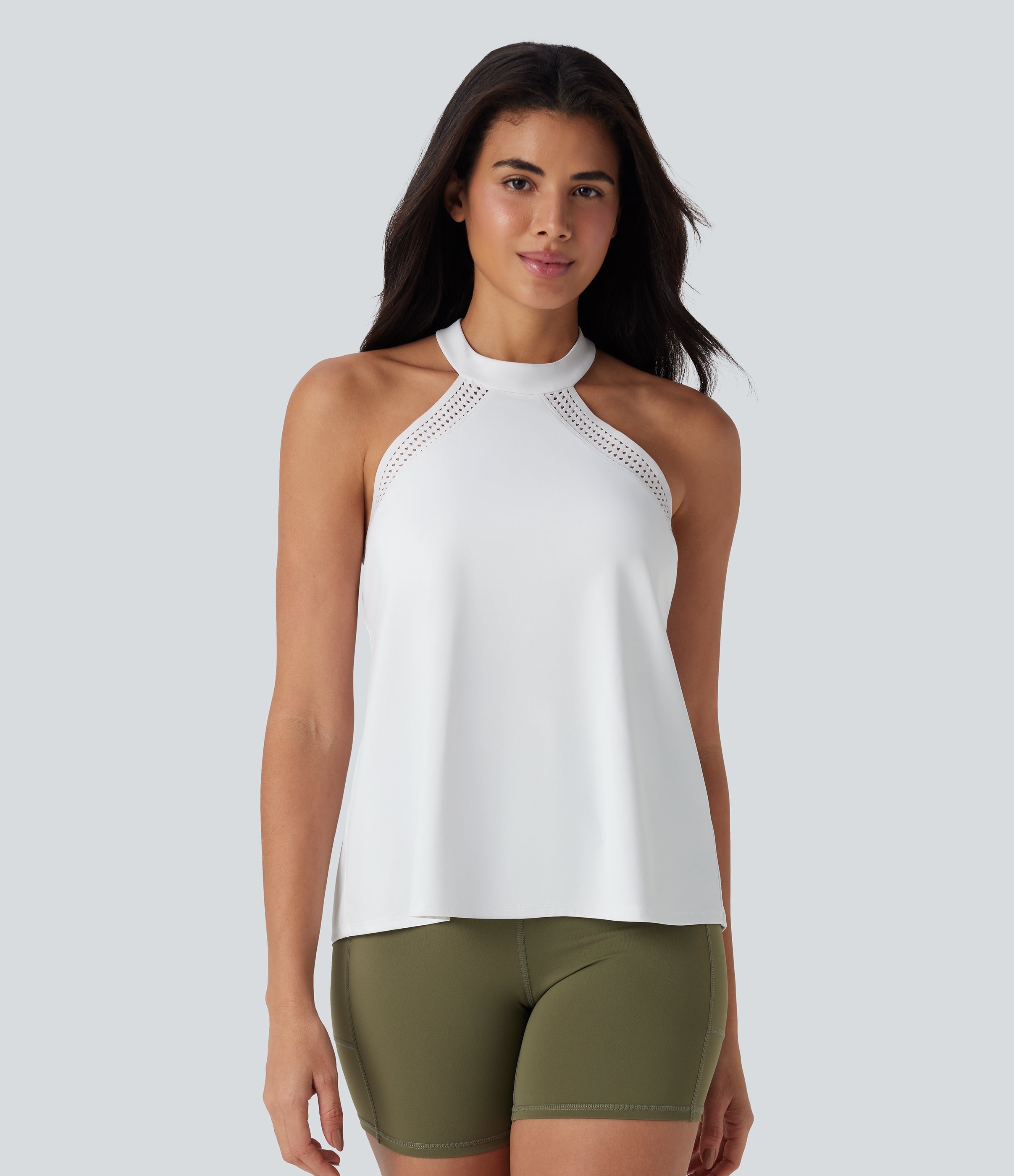 SoftlyZeroTM Airy Halter Draped Cool Touch Yoga Top-UPF50+