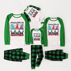 Green Raglan Top Green Plaid Christmas Pajamas Set With "Hanging With My GNOMIES" and Cute Gnomes Print