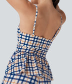Ruffle Hem Plaid Cool Touch Yoga Cami Top