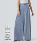 FlexTM High Waisted Wide leg Cool Touch Quick Dry Denim Casual Jeans with Pockets