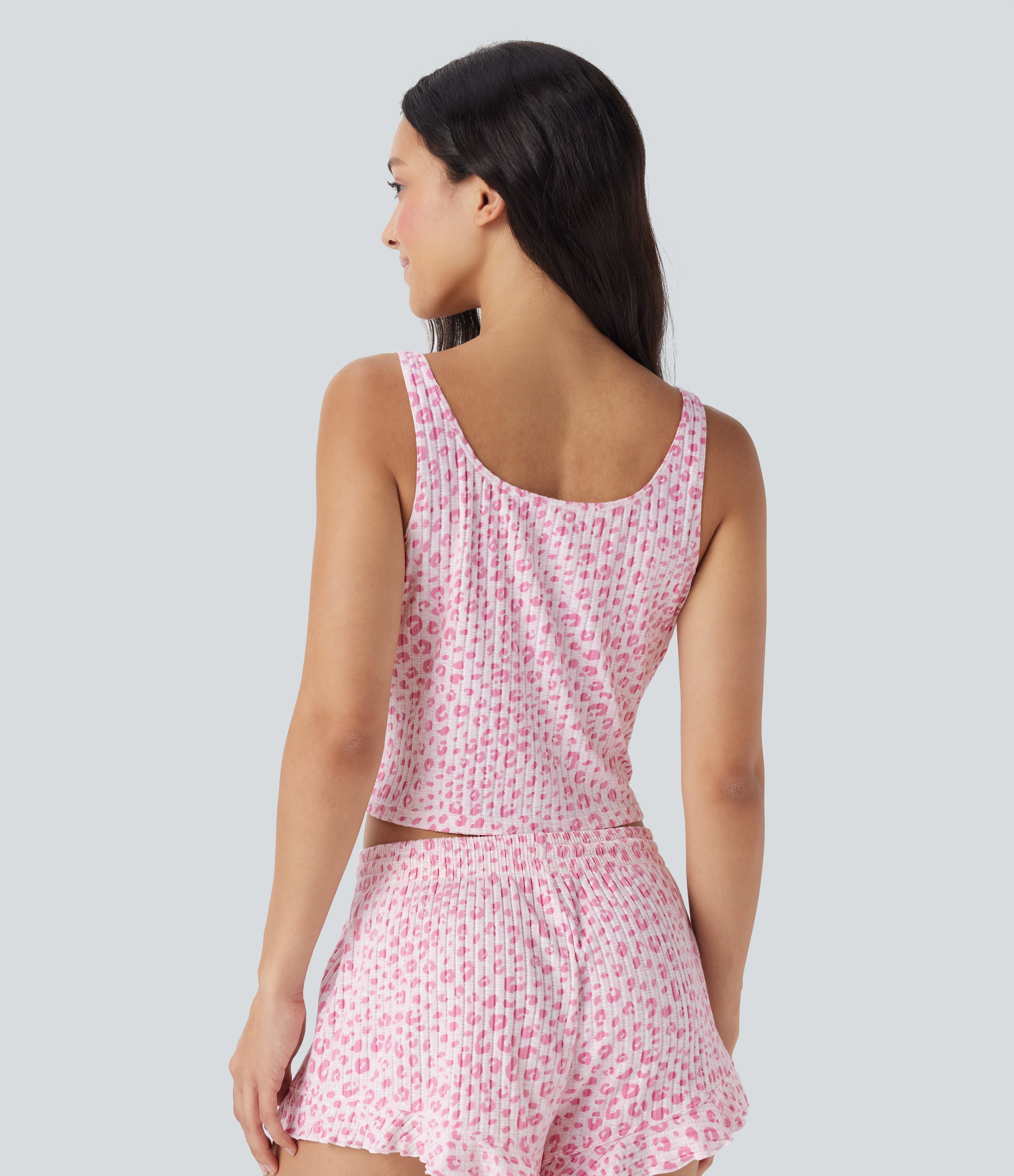 Scoop Neck Leopard Print Lounge Tank Top