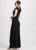 Jersey Waterfall Ruffle Dress