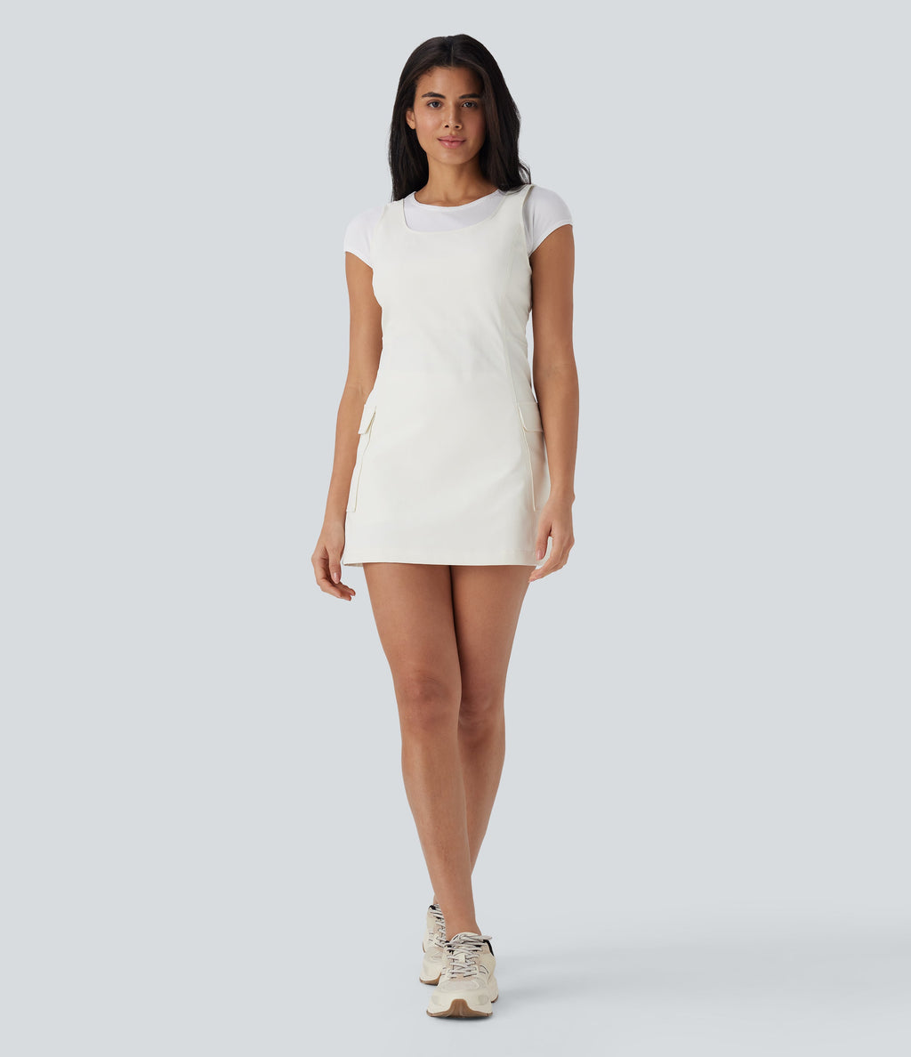 Water Repellent Wear-Resistant 2-Piece Mini Camping Cargo Dress with Pockets