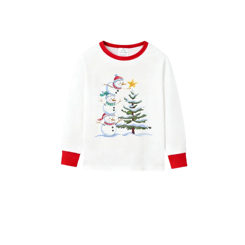 Family Christmas White Pajamas Set With Classic Pattern Print