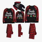 "Family Christmas 2025" Letter Printed Black & Red Plaid Family Matching Black Pajamas