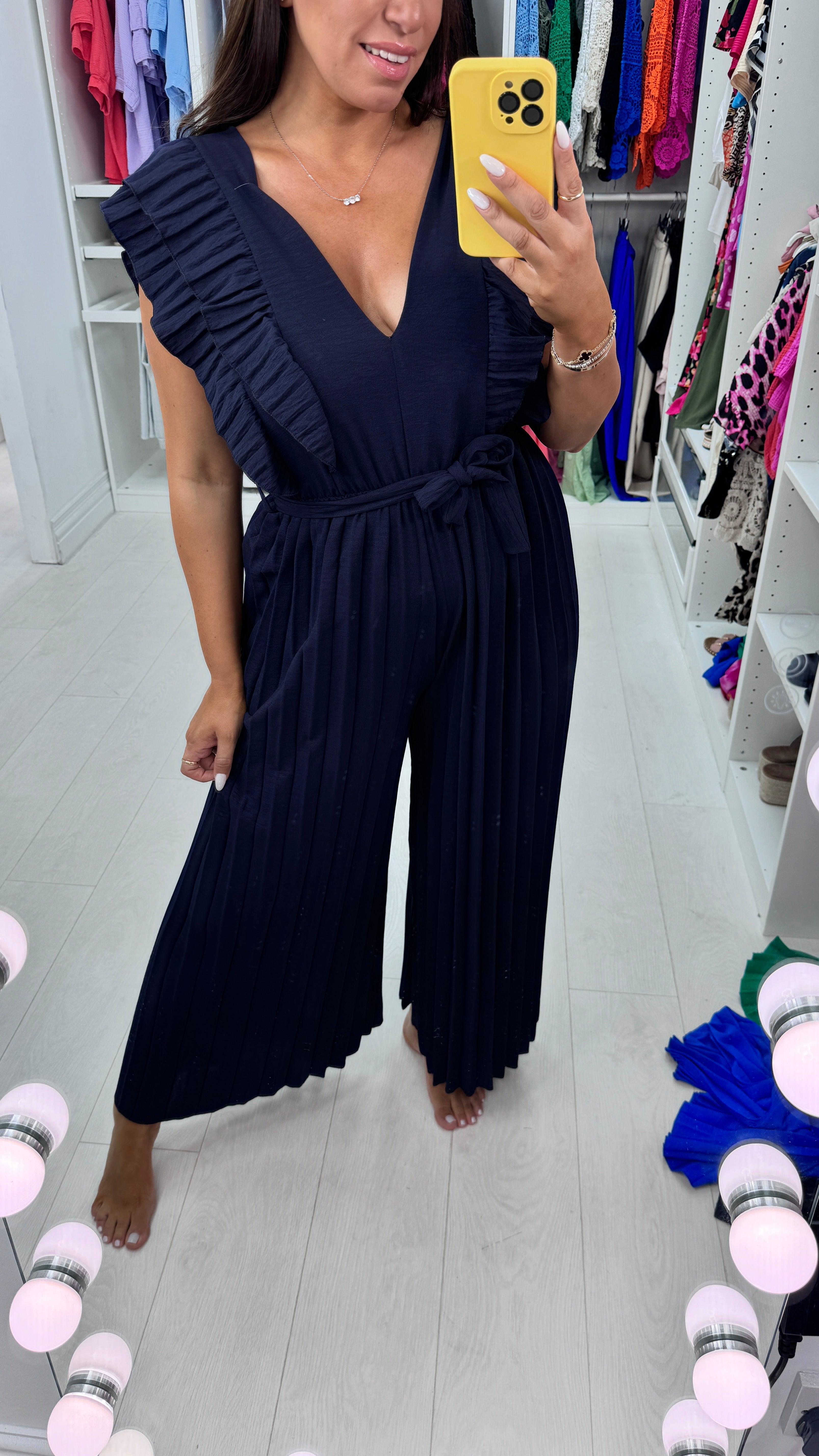 Isannah Pleated Frill Shoulder Jumpsuit