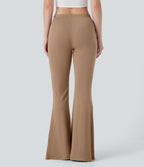 V Shaped Mid Rise Drawstring Flowy Casual Flare Pants