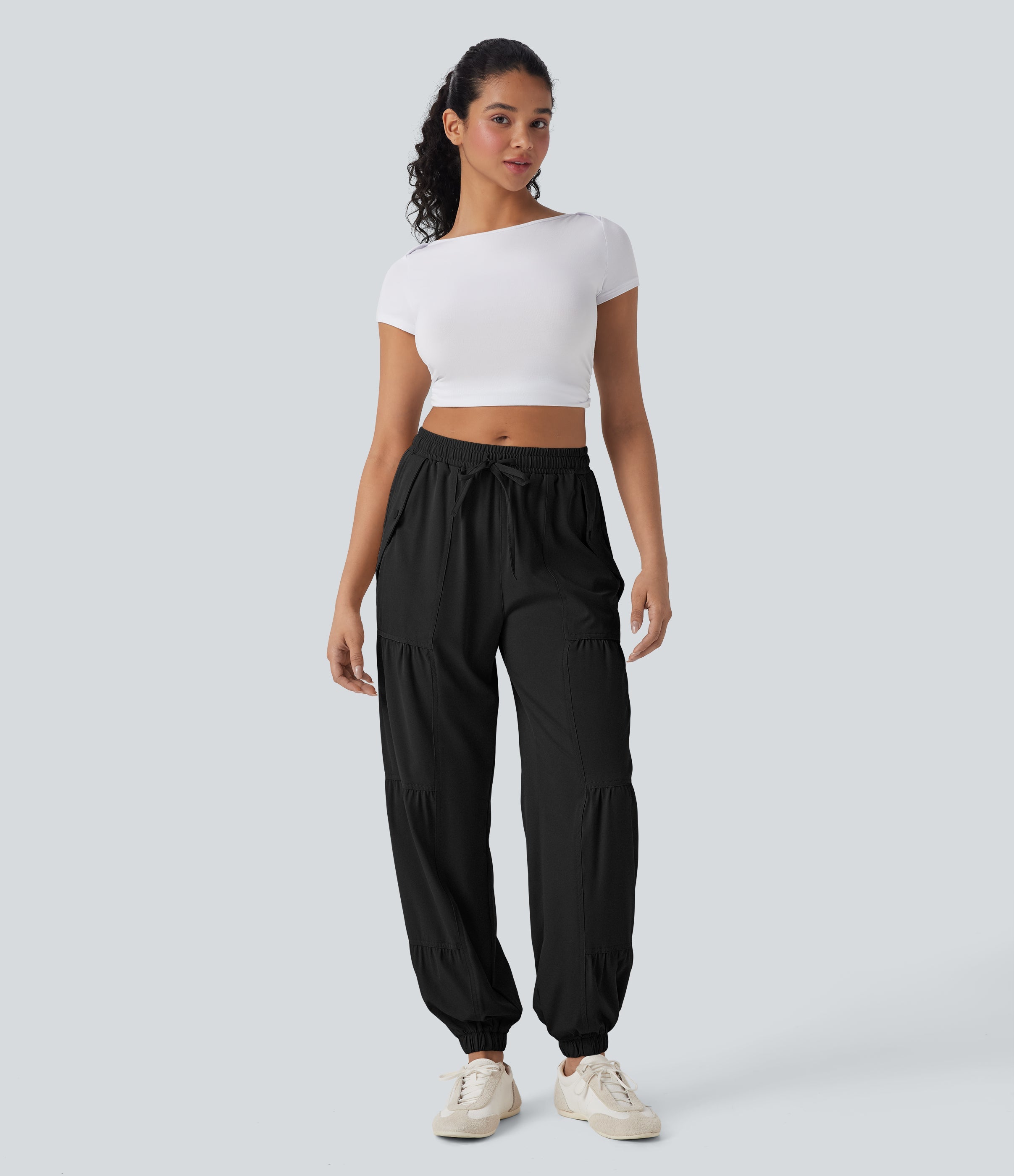 Mid Rise Drawstring Quick Dry Casual Joggers with Pockets