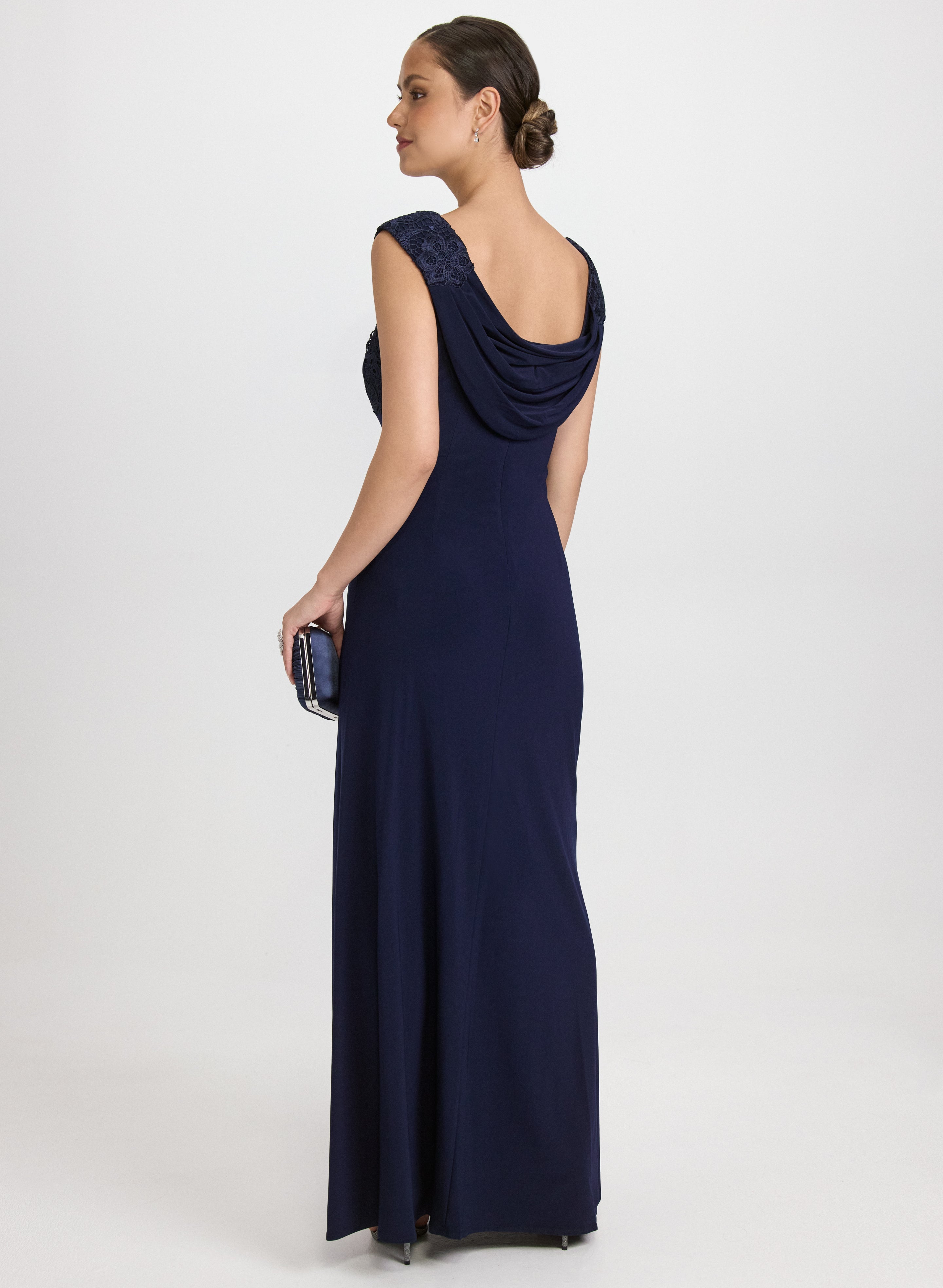 Lace Cowl Back Dress