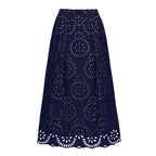 Blue Scalloped Hollow Sexy One-Piece Swimsuit&Skirt