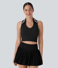 Seamless Flow Racerback Color Block Cropped Tennis Tank Top