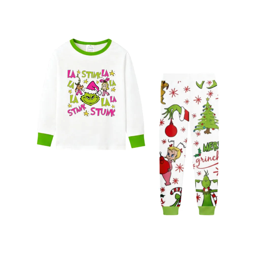 Holiday Family Christmas Pajamas Set With Classic Xmas Character Cartoon Design