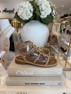 Stone Detail Gold Hardware Sandal (4 Colours)