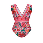 Pink Elegant Floral Patterns 3-Piece Set Swimsuit&Skirt