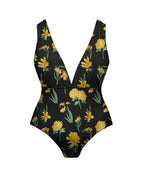 Yellow Floral Print One-Piece Swimsuit&Skirt&Pants