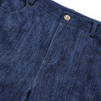 Dark Blue High-Waisted Light Wash Wide-Leg Denim Pants