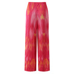 Tie-dye Abstract Print Wide-Leg Drawstring Pants Palazzo Pleated Pants