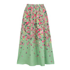 Mint Green & Pink Florals One-Piece Bikini&Skirt