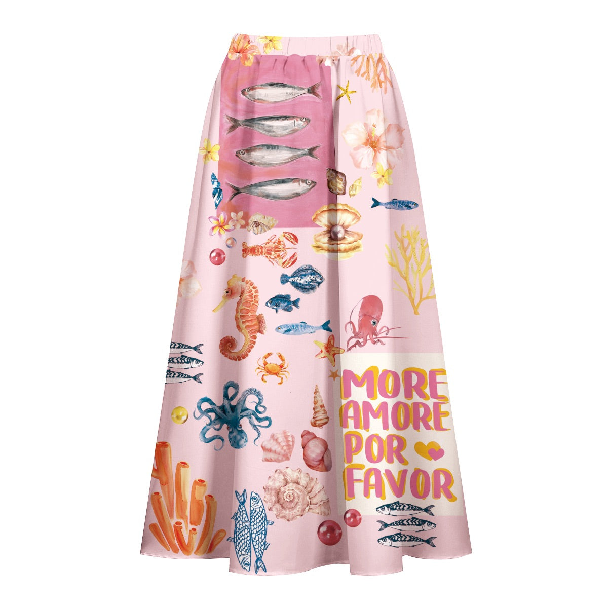 Ocean Love Pink Sea Life One-Piece Swimsuit&Skirt