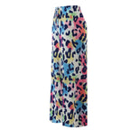Colorful Leopard Print Abstract Print Wide-Leg Drawstring Palazzo Pleated Pants
