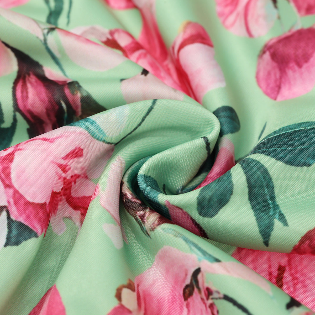 Mint Green & Pink Florals One-Piece Swimsuit&Bikini&Skirt